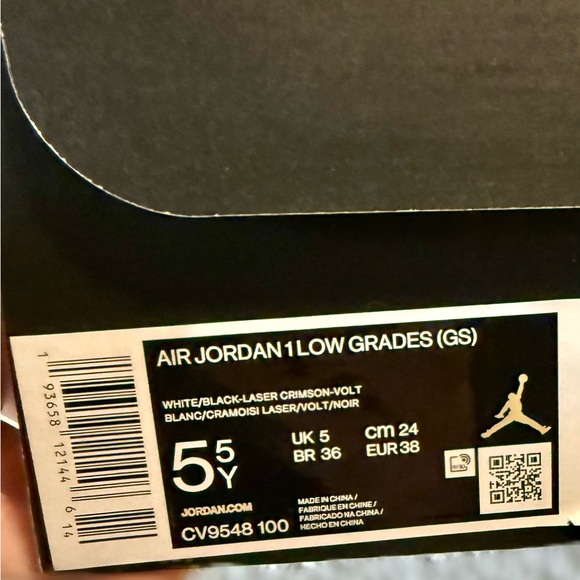 Air Jordan 1 Low Grades (GS) White / Multi Neon, 5.5 Youth - Picture 4 of 5